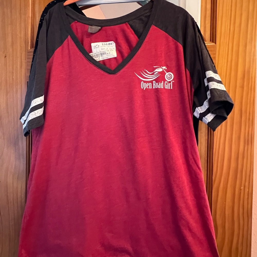 Women’s 2xl. Indian Motorcycle riding shirt with rhinestones. “Open Road Girl”.